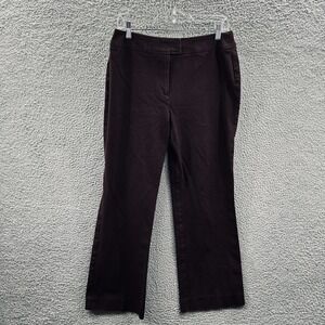 Chicos Womens Minimalist Straight Leg Pants 10/12 Brown Satin Career Work Office